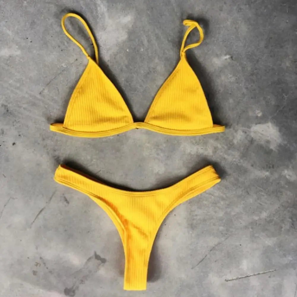 2 pezzi/set bikini da donna sexy set costumi da bagno da donna con cinturino per spaghetti senza fili ad asciugatura rapida