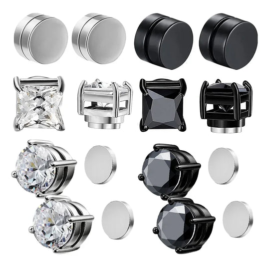 1/3 paia di orecchini magnetici per uomo e donna, magnete CZ nero, orecchino a clip non penetrante, orecchino a magnete rotondo senza piercing