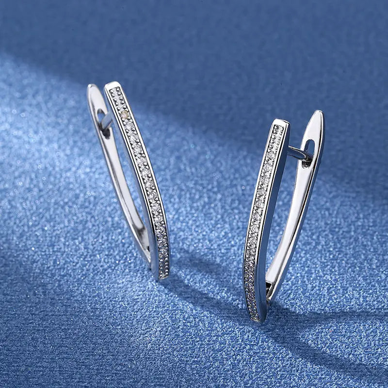 Orecchini in argento sterling 925 gioielli di alta qualità retrò modello semplice orecchini con zirconi bianchi viola vendita calda