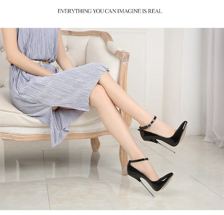 Sexy 16cm Extreme High Heels Pumps Shoes Woman Fashion Key Black Red Heeled Dance Party Wedding Office Shoes Ladies Large Size