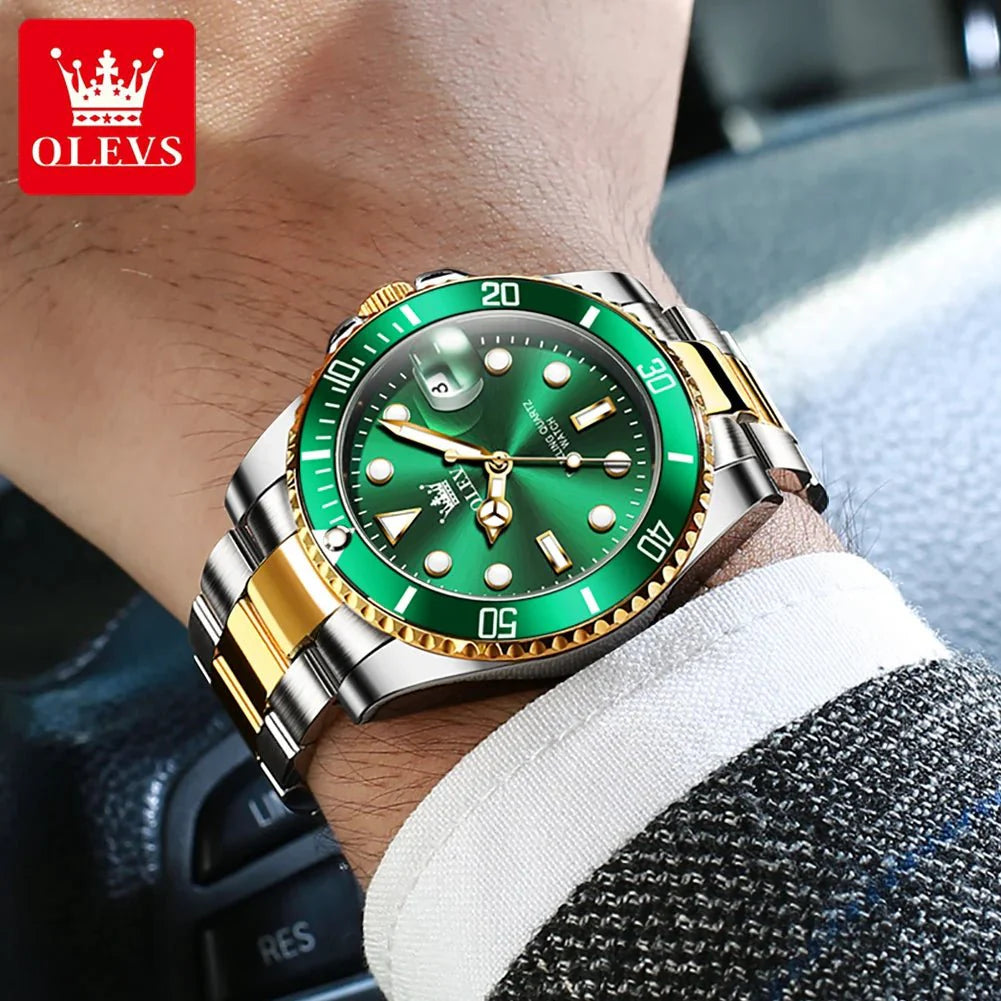 OLEVS 5885 Orologio da uomo Orologio al quarzo impermeabile di marca originale Cinturino in acciaio inossidabile Data automatica Orologi da regalo da uomo per uomo