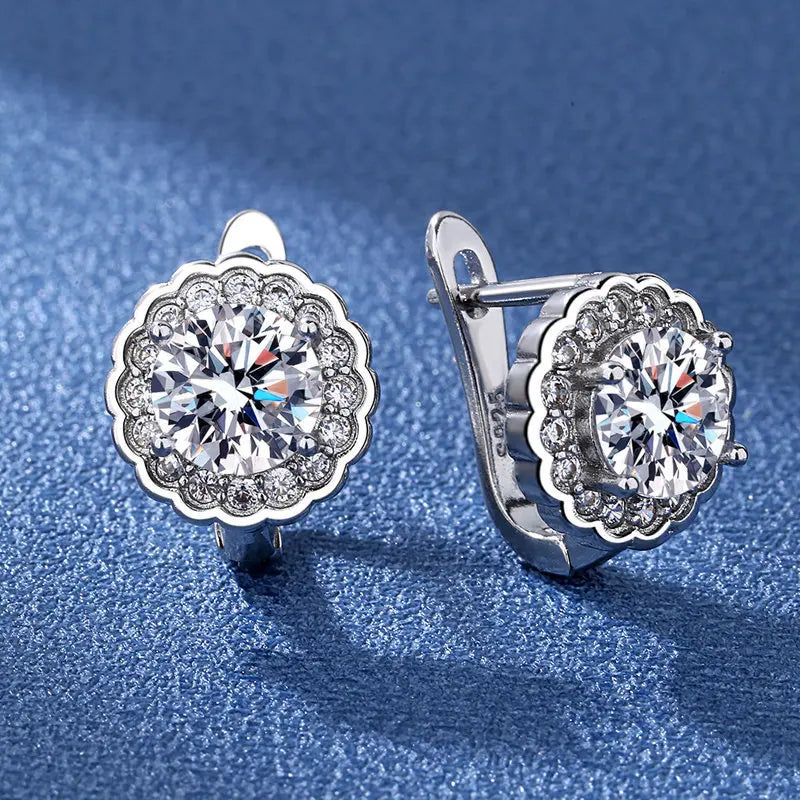 Orecchini in argento sterling 925 gioielli di alta qualità retrò modello semplice orecchini con zirconi bianchi viola vendita calda