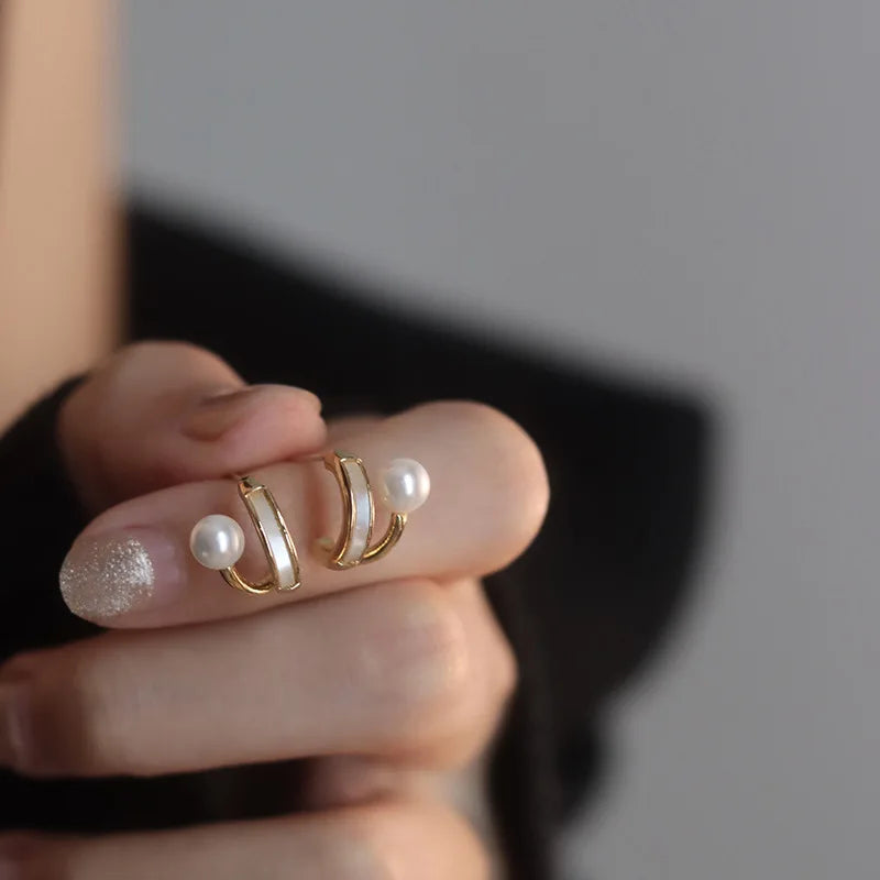 Gioielli in oro 14k di lusso Orecchini in oro reale Zircone Perla Twist Orecchini a bottone di lusso per le donne Brincos Pendientes Bijoux