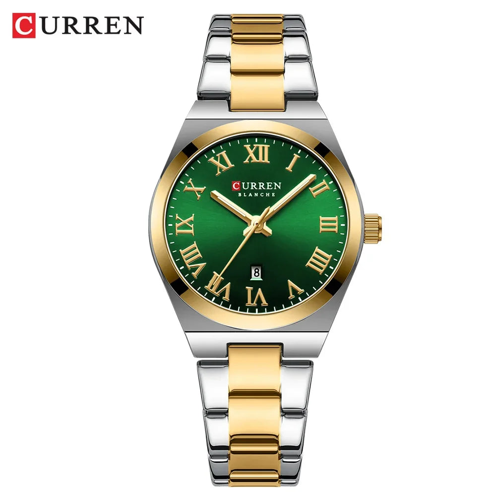 CURREN Orologio da donna, Orologi da donna, Orologi da donna, Abito alla moda impermeabile Bracciale in acciaio inossidabile Orologi analogici Data