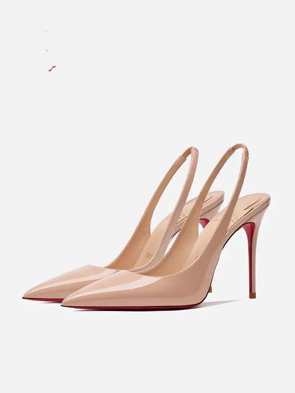 2025 New 10cm Rear Hollow Toe Sandals Sexy Ultra Shallow Mouth Black Red  High Heels for Women Slim Heels Plus Size Shoes