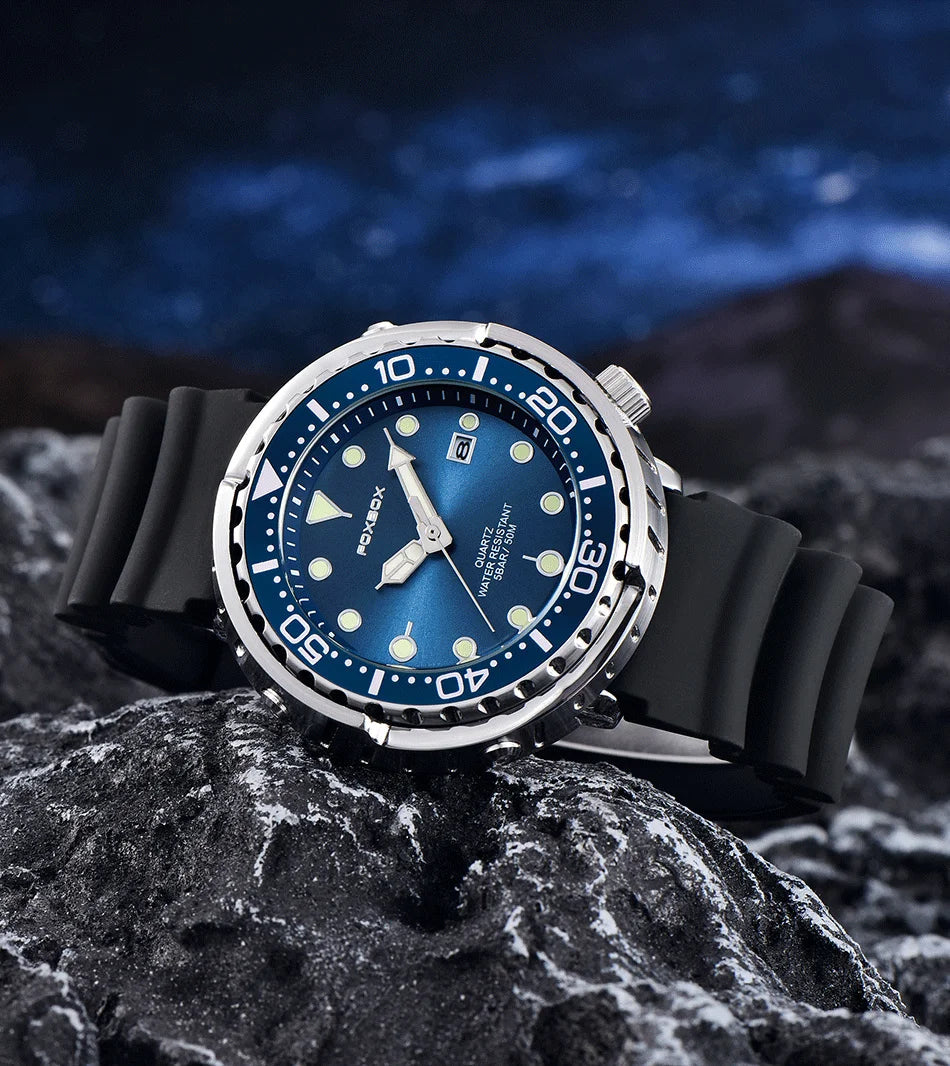 FOXBOX Top Brand Fashion Diver Watch Men 50ATM Waterproof Date Clock orologi sportivi orologio da polso al quarzo da uomo Relogio Masculino