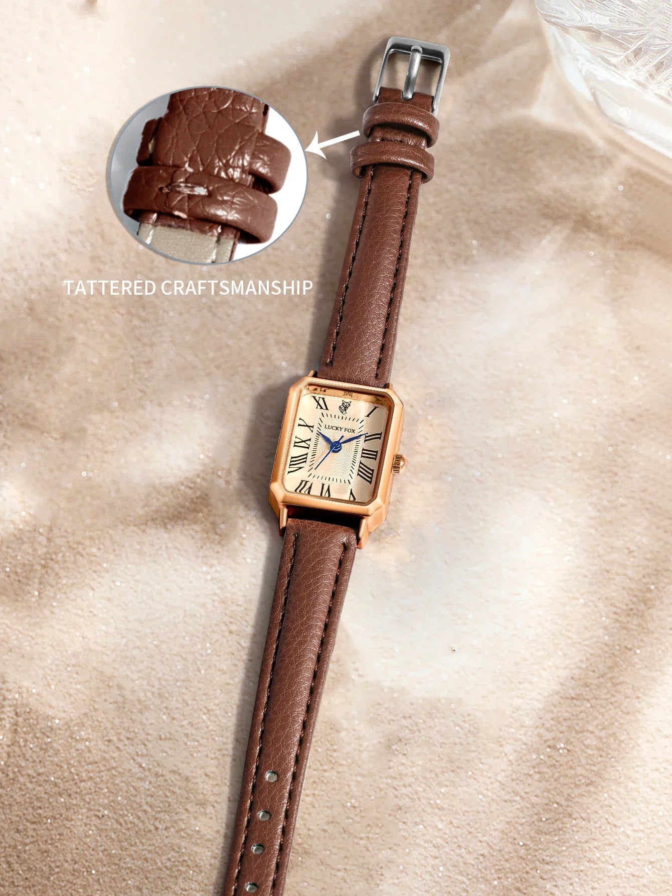 LUCKY FOX 2 pezzi confezione regalo di lusso leggera set braccialetto orologio orologio al quarzo quadrato da donna semplice e alla moda regalo del festival Reloj