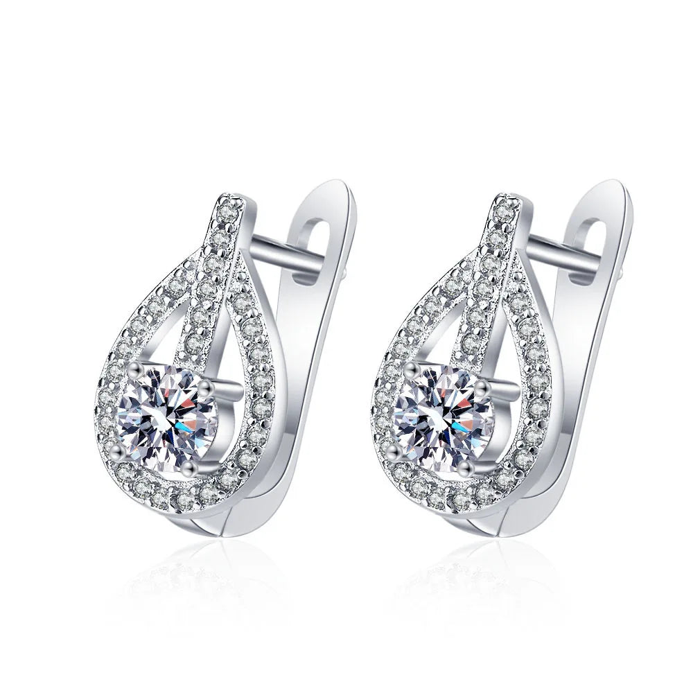 Orecchini in argento sterling 925 gioielli di alta qualità retrò modello semplice orecchini con zirconi bianchi viola vendita calda