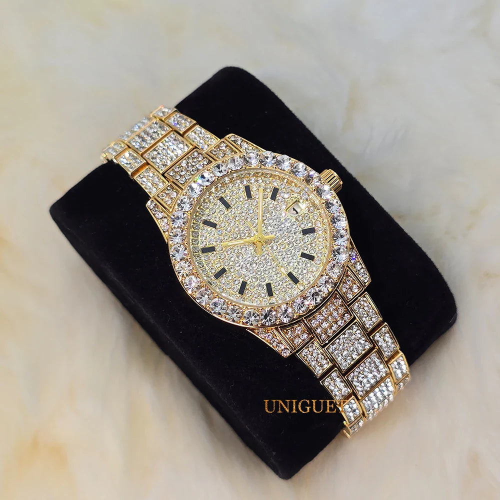 Orologio da Donna Elegante con Quadrante Piccolo Rosa, Orologio da Polso Mini con Diamanti Bling-Bling di Lusso per Abiti da Sera, Regalo per Lei
