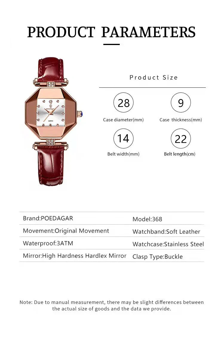 POEDAGAR Orologio da donna di alta qualità Orologi al quarzo in pelle impermeabile per donna Orologio da polso da donna casual di moda di lusso regalo Reloj