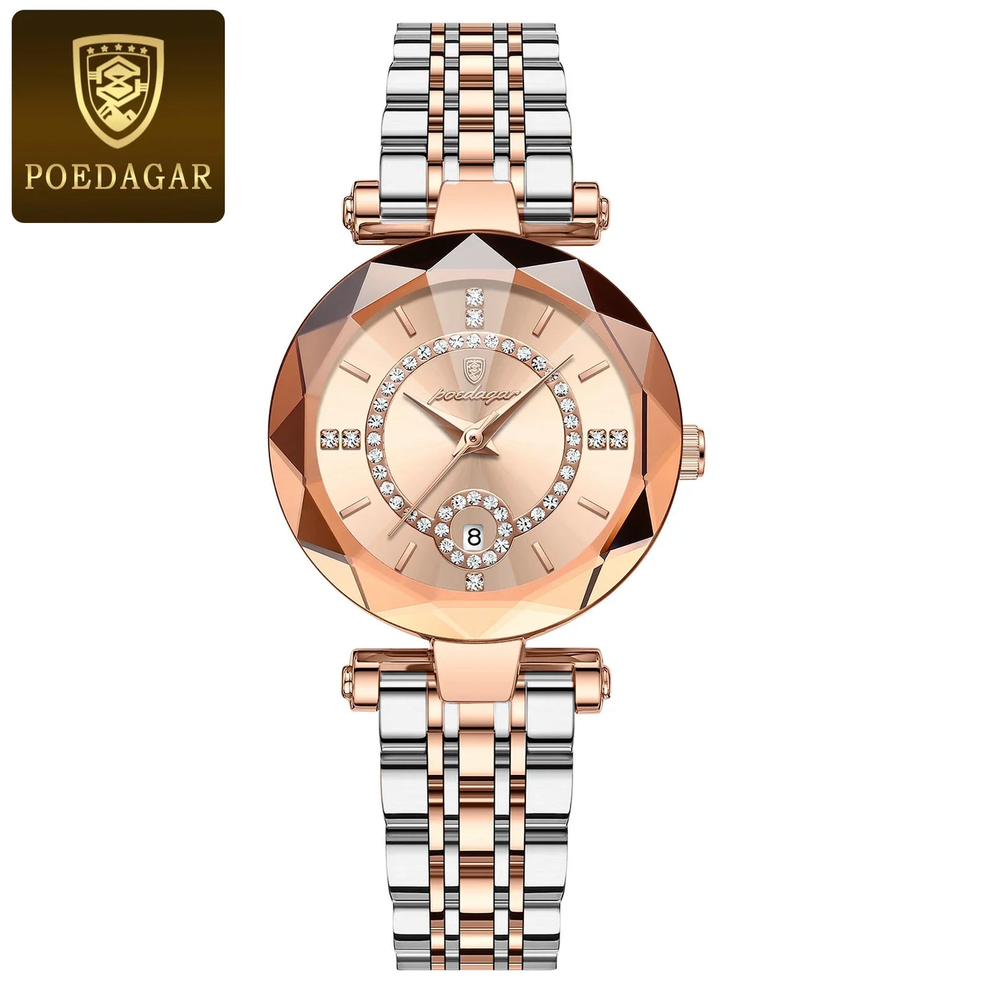 POEDAGAR Orologio da polso originale alla moda per donna Orologio da donna al quarzo con data in acciaio inossidabile impermeabile Orologi da donna casual di lusso