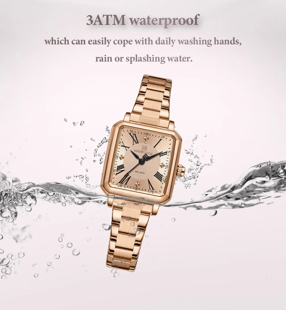 NAVIFORCE Orologio da donna alla moda per donna Orologio da polso da donna casual impermeabile al quarzo in acciaio inossidabile da regalare alla fidanzata 2025