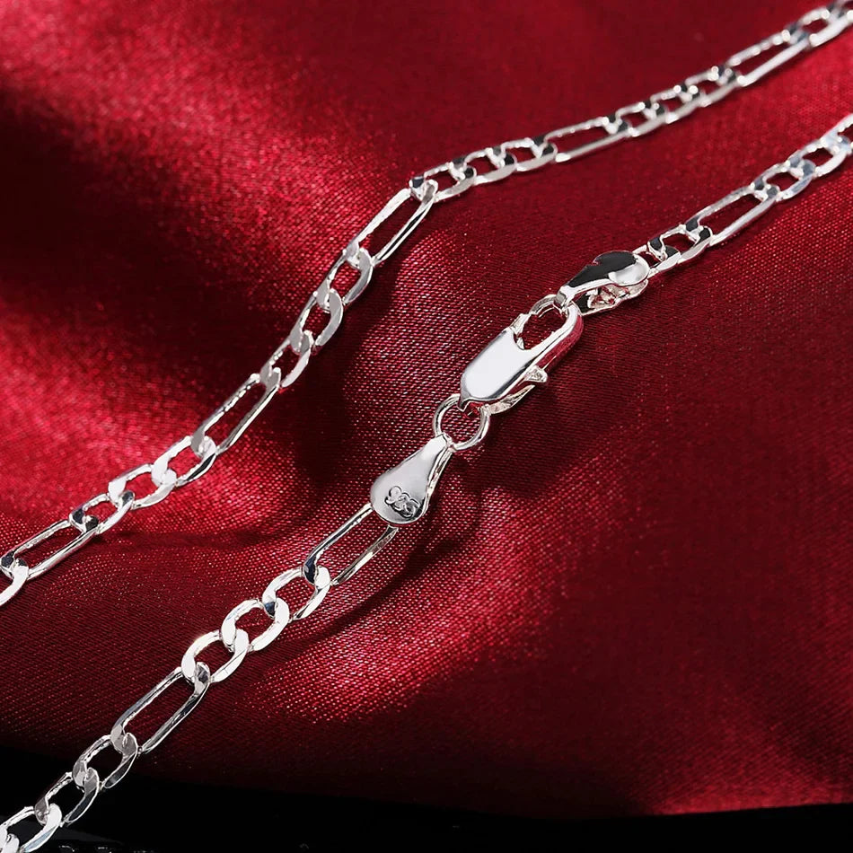 Nobile nuovo arriva 925 sterling silver 4MM catena per uomo donna braccialetto collana set di gioielli signora regali di Natale charms matrimonio