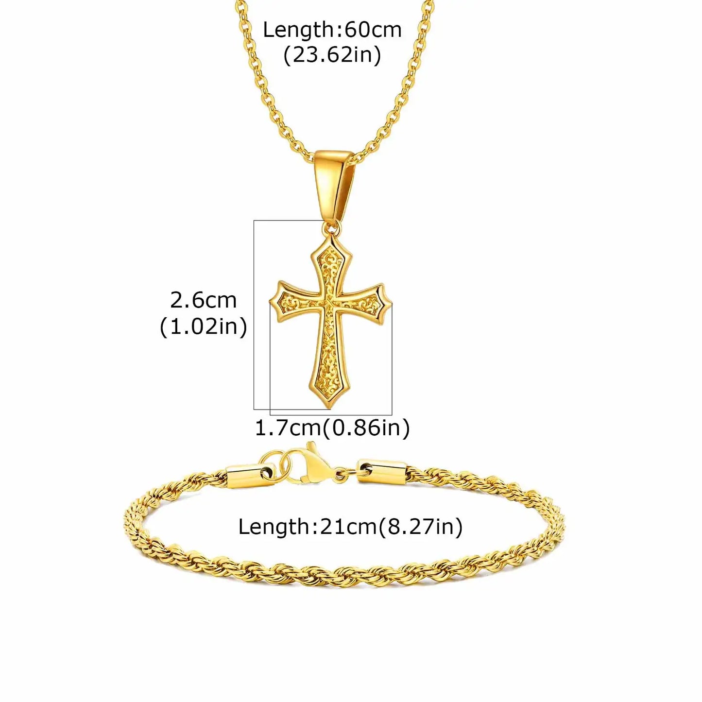 Vnox Set di 2 Pezzi Collana con Ciondolo e Bracciale da Uomo, Set di Gioielli in Acciaio Inossidabile Colore Nero Oro Argento, Regali di Gioielleria alla Moda