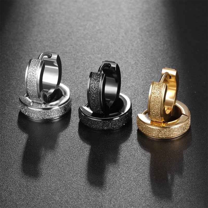 Orecchini a cerchio in acciaio inossidabile con glassa larga 2 pezzi orecchini rotondi neri per donna uomo Punk Vintage Circle Earring Jewelry Statement