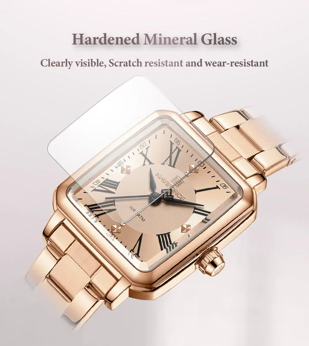 NAVIFORCE Orologio da donna alla moda per donna Orologio da polso da donna casual impermeabile al quarzo in acciaio inossidabile da regalare alla fidanzata 2025