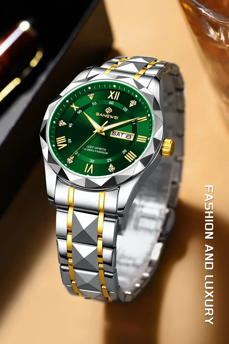 BANGWEI Orologio da donna Orologio di moda classico elegante di lussoBusiness Casual Data Orologi da donna al quarzo luminoso impermeabile in acciaio inossidabile