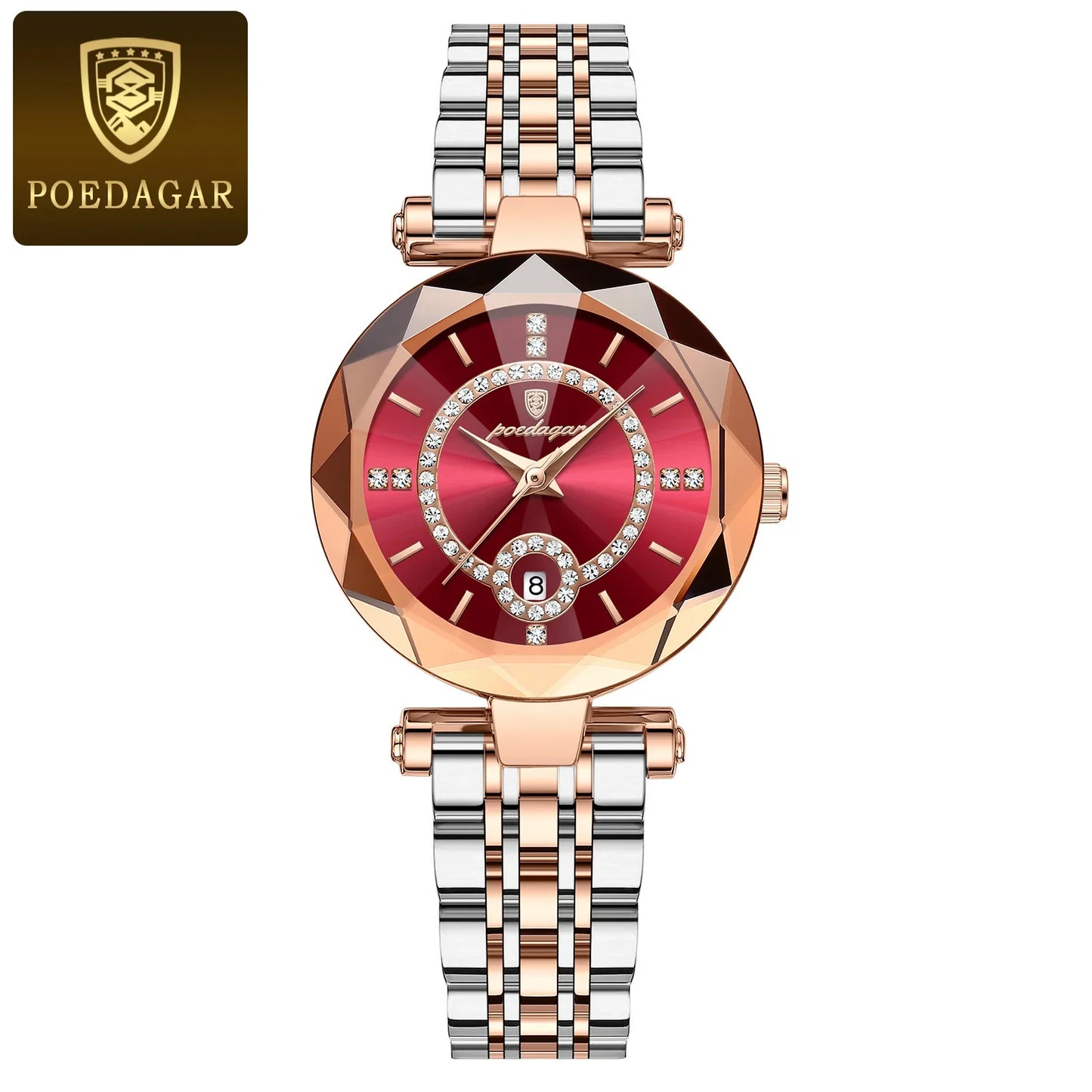 POEDAGAR Orologio da polso originale alla moda per donna Orologio da donna al quarzo con data in acciaio inossidabile impermeabile Orologi da donna casual di lusso