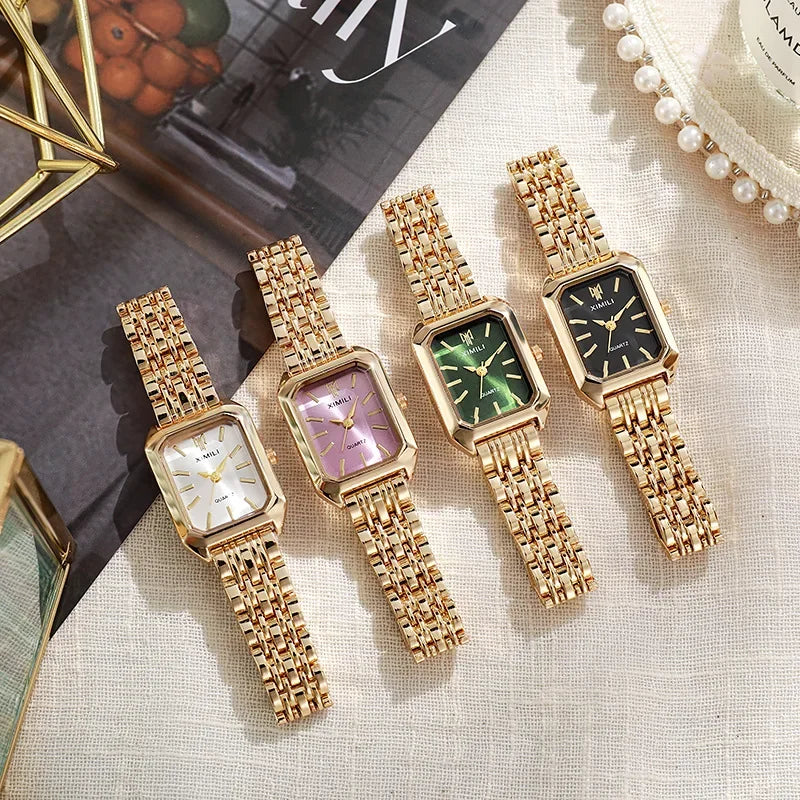 2025 Orologio da polso con cinturino in acciaio inossidabile di marca calda Orologio da polso al quarzo regalo di lusso da donna Orologio da polso al quarzo quadrato semplice moda studente