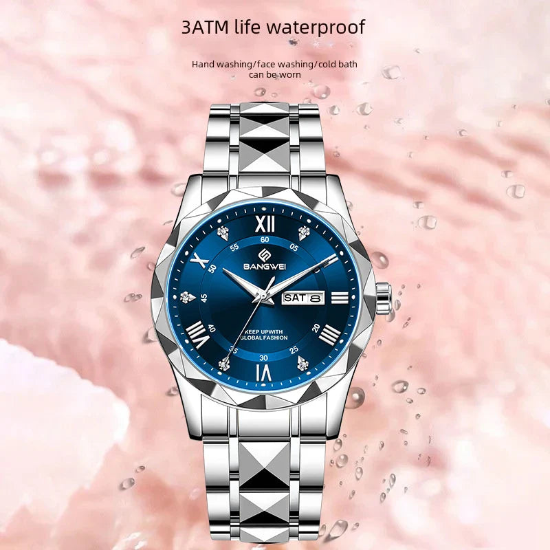 BANGWEI Orologio da donna Orologio di moda classico elegante di lussoBusiness Casual Data Orologi da donna al quarzo luminoso impermeabile in acciaio inossidabile