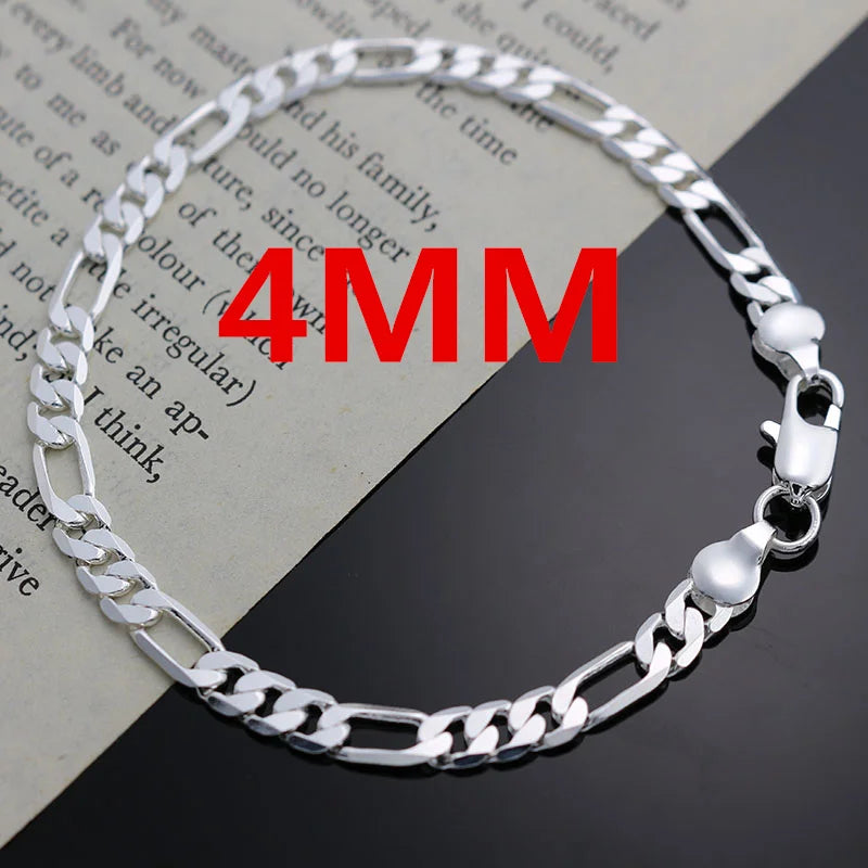 Nobile nuovo arriva 925 sterling silver 4MM catena per uomo donna braccialetto collana set di gioielli signora regali di Natale charms matrimonio