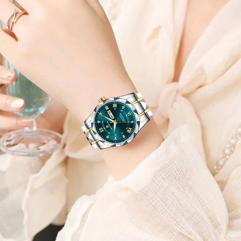 BANGWEI Orologio da donna Orologio di moda classico elegante di lussoBusiness Casual Data Orologi da donna al quarzo luminoso impermeabile in acciaio inossidabile