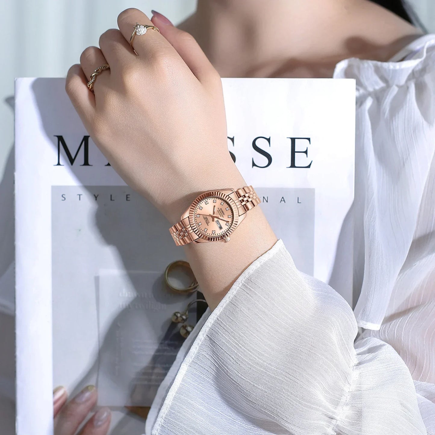 NIBOSI Orologi da donna con diamanti Orologio da donna casual di moda di lusso delle migliori marche Orologio da donna con data settimanale automatica impermeabile Reloj