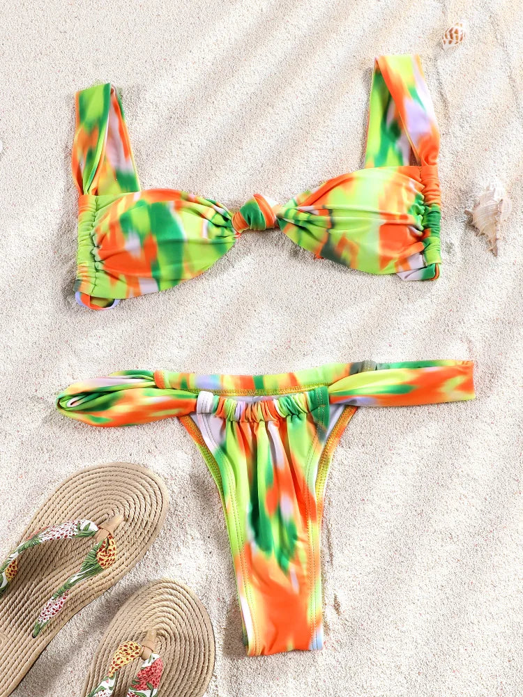 ZRTAK Costume a due pezzi Bikini 2025 Costume da bagno donna Push Up Costume da bagno Bikini sexy Set Costumi da bagno Stampa Beachwear Biquinis solidi