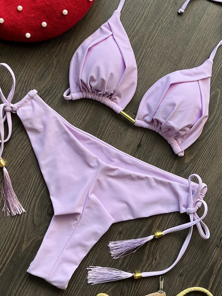 RUOTONGSEPT 2025 Nuovo Sexy Costume da Bagno Triangolare in 13 Colori per Donne, Bikini Brasiliano, Costume Push-Up, Set Bikini da Spiaggia