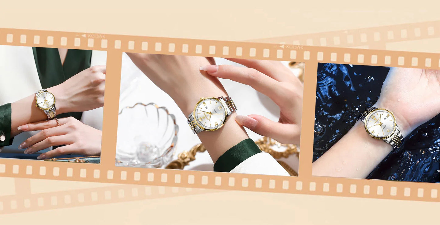POEDAGAR Orologio da Donna Raffinato Impermeabile Luminoso con Data, Orologio da Polso Femminile di Alta Qualità in Acciaio Inossidabile, Elegante Orologio al Quarzo per Donne