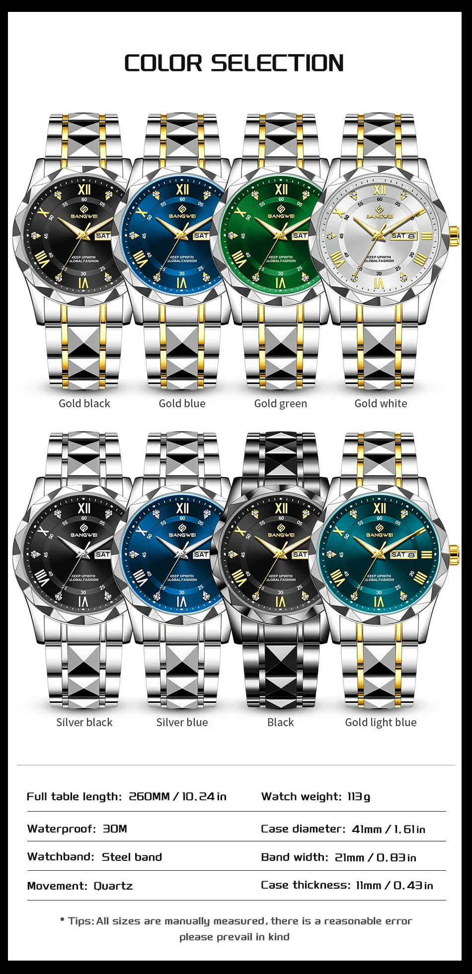 BANGWEI Orologio da donna Orologio di moda classico elegante di lussoBusiness Casual Data Orologi da donna al quarzo luminoso impermeabile in acciaio inossidabile