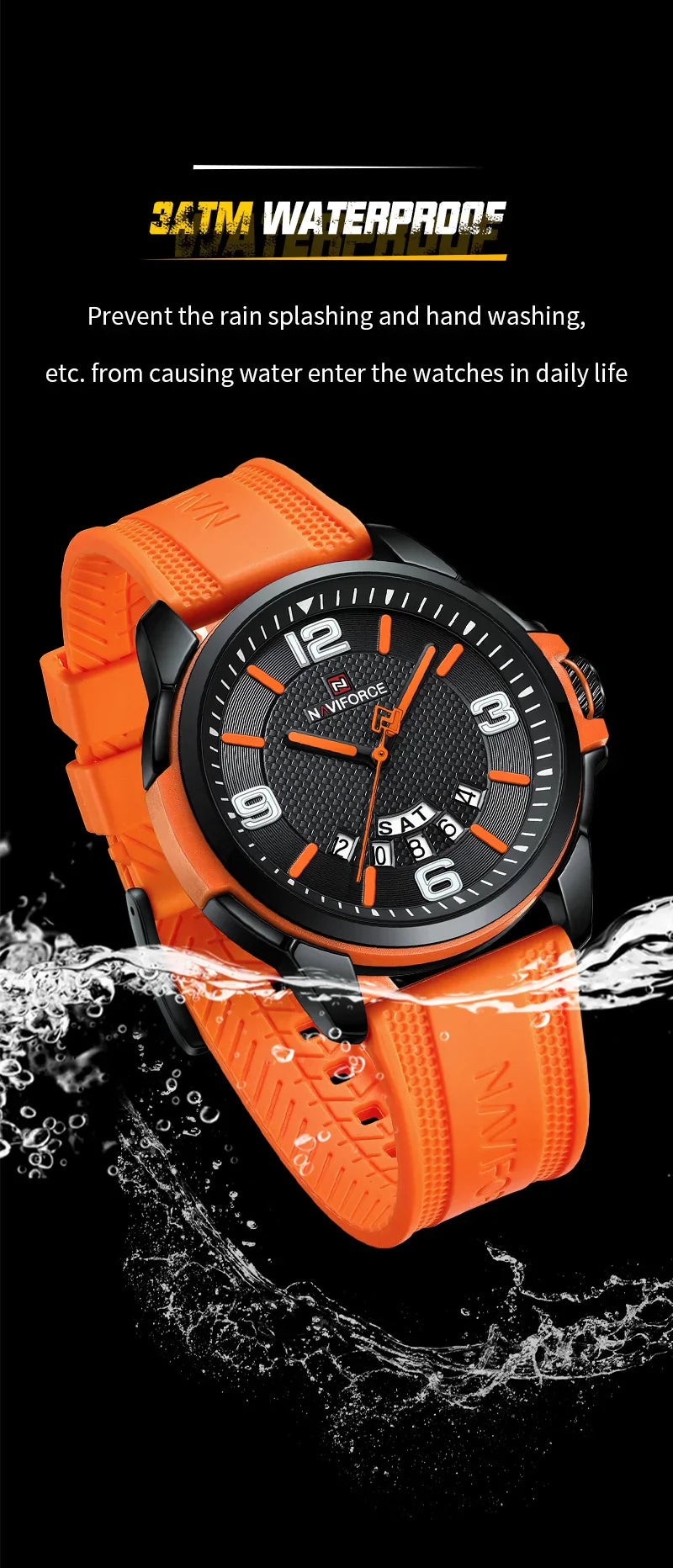 NAVIFORCE Creativo cinturino in TPU orologio da polso maschile moda sportiva 3ATM quarzo impermeabile giorno e data display orologi da uomo Reloj Hombre