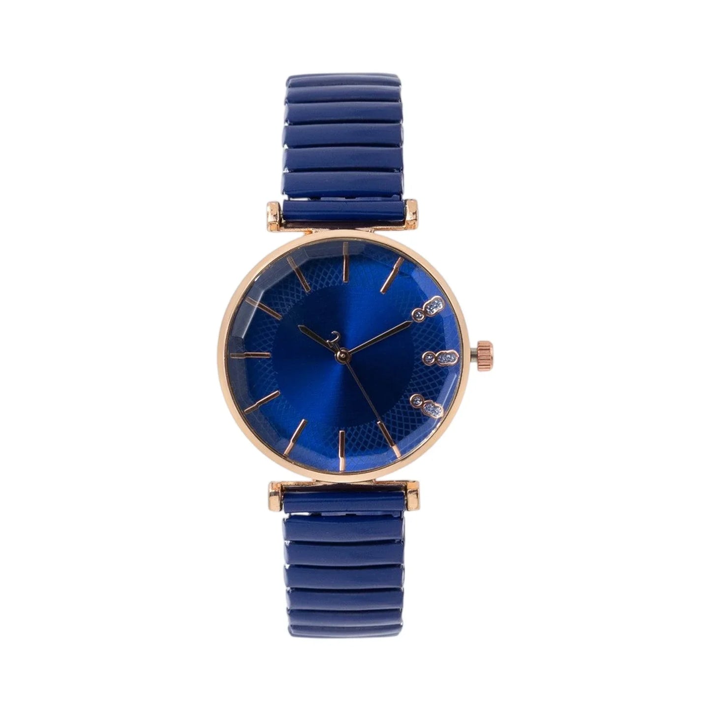 Orologio al quarzo da donna in cristallo semplice blu tesoro di lusso Orologio casual con cinturino elasticizzato in acciaio inossidabile Orologio da donna alla moda