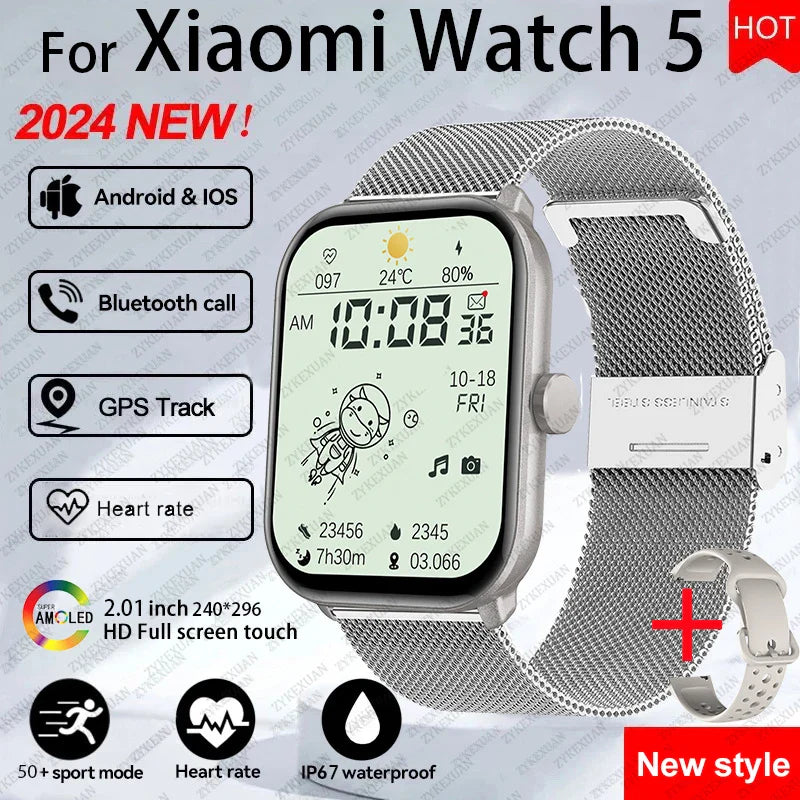Per Xiaomi Watch 5 Smart Watch da uomo HD AMOLED schermo frequenza cardiaca chiamate Bluetooth localizzazione GPS Smartwatch sportivo impermeabile da donna