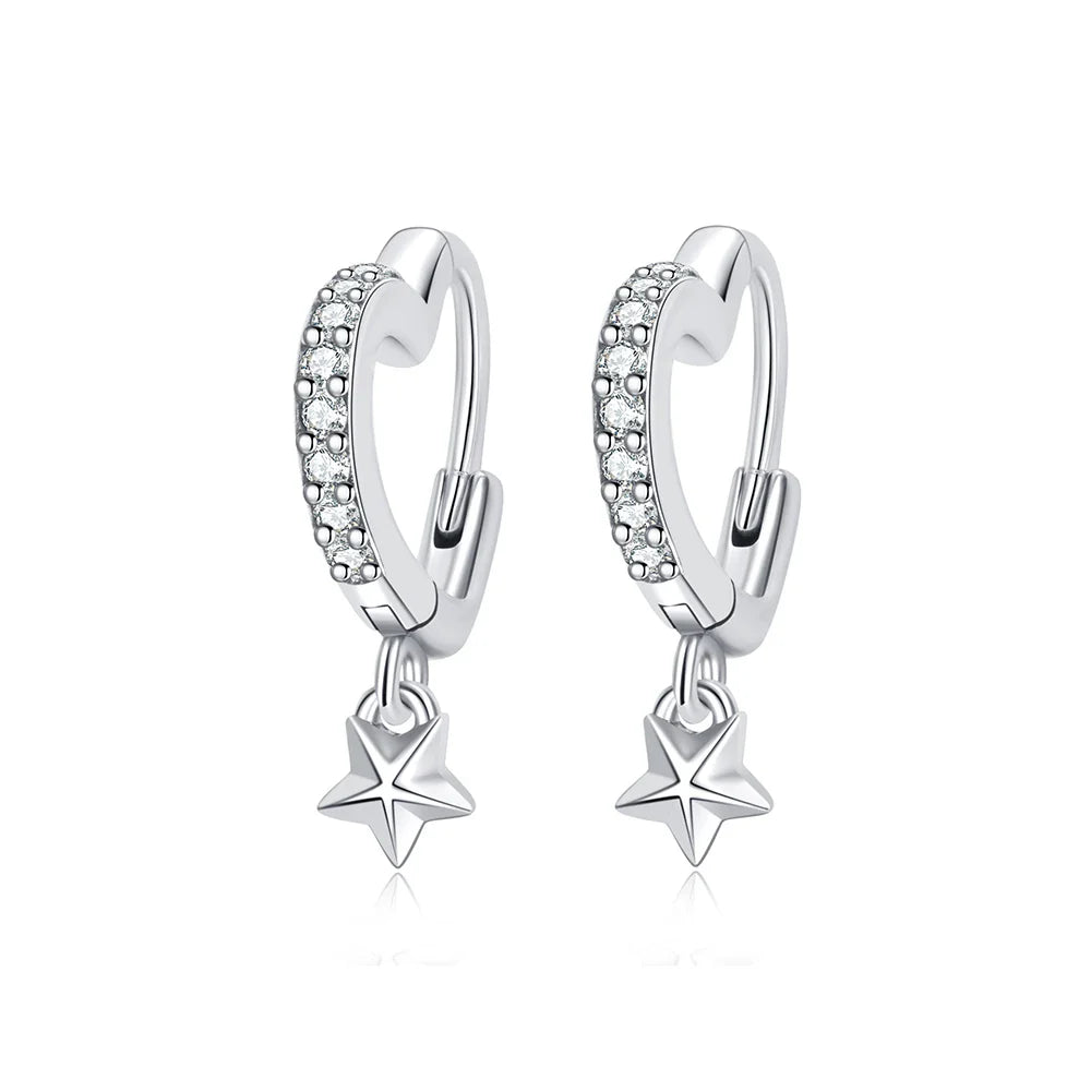 Orecchini Originali in Argento Sterling 925, Modello 2026, a Perno e a Cerchio con Cristalli, per Donna, in Oro Rosa, con Corona, Cuore, Infinito, Ape, Gioielli