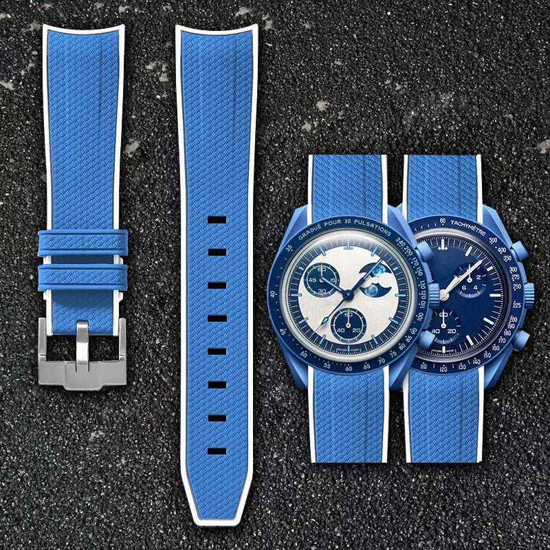 Per Omega Swatch 20mm Curva cinturino per orologio Speedmaster MoonSwatch Planet Snoopy cinturino cinturino a sgancio rapido braccialetto in gomma
