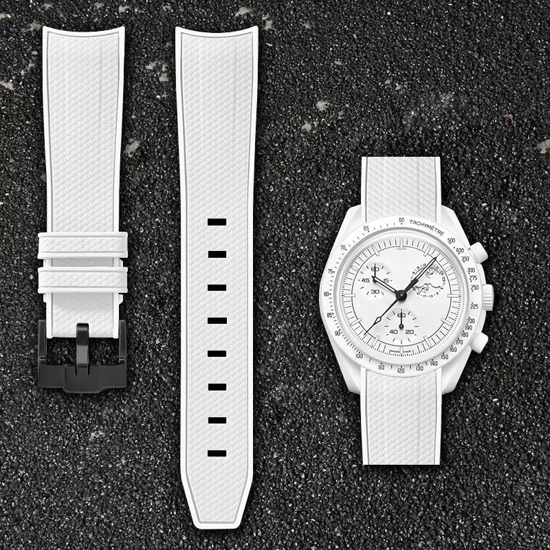 Per Omega Swatch 20mm Curva cinturino per orologio Speedmaster MoonSwatch Planet Snoopy cinturino cinturino a sgancio rapido braccialetto in gomma