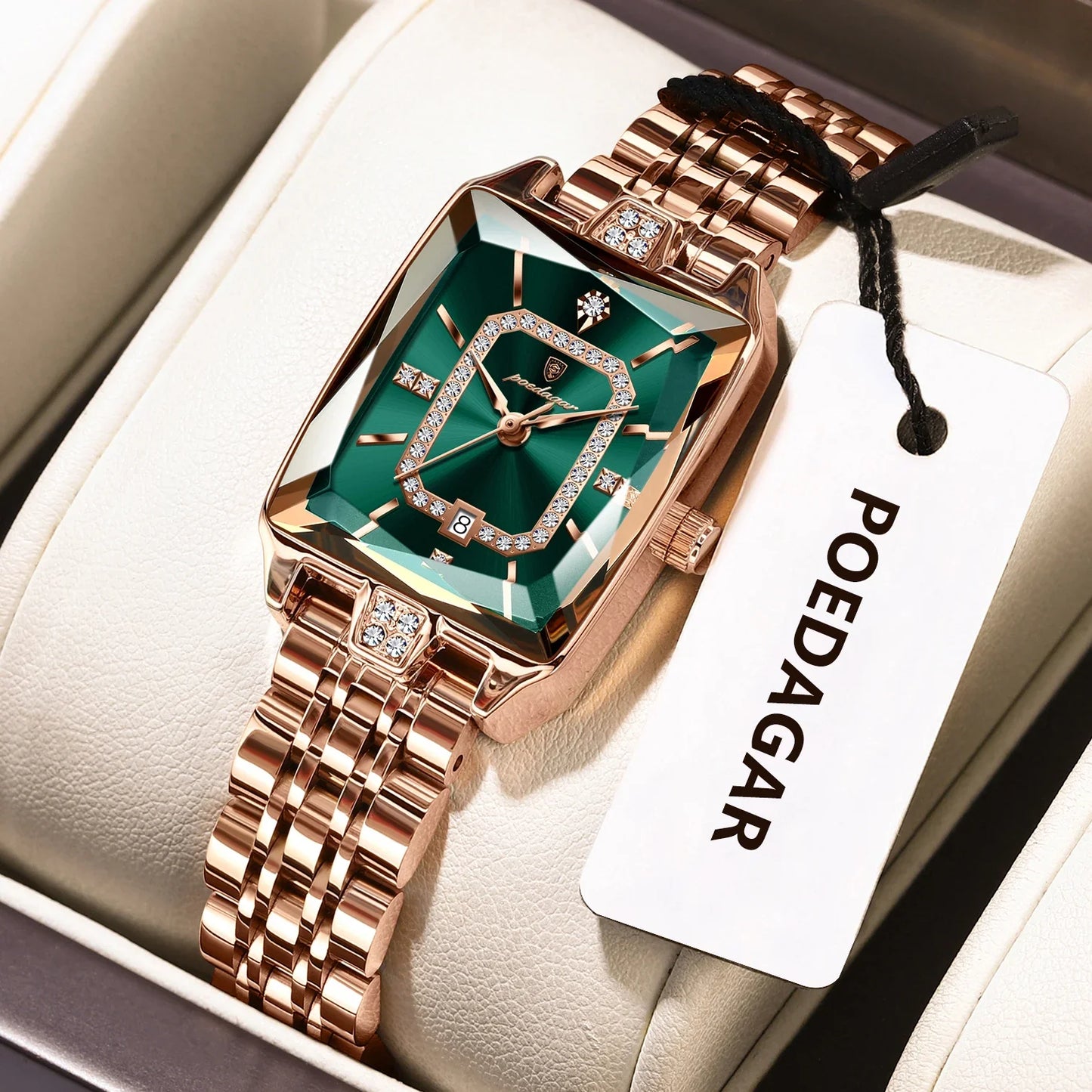 POEDAGAR Orologio da donna di lusso Impermeabile Data Orologio da polso da donna casual di alta qualità Orologio da donna elegante al quarzo in acciaio inossidabile