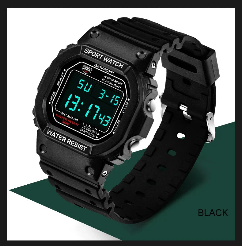 SANDA G Style LED Orologio digitale Unisex Antiurto Impermeabile Orologi sportivi Ragazzo Ragazza Cronometro Orologio elettronico a LED militare
