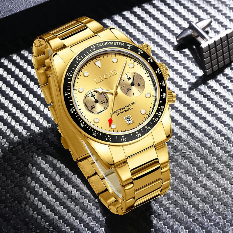 LIGE Nuovi orologi da uomo Orologi da polso al quarzo da uomo di lusso delle migliori marche Cronografo sportivo impermeabile e luminoso Relogio Masculino+BOX