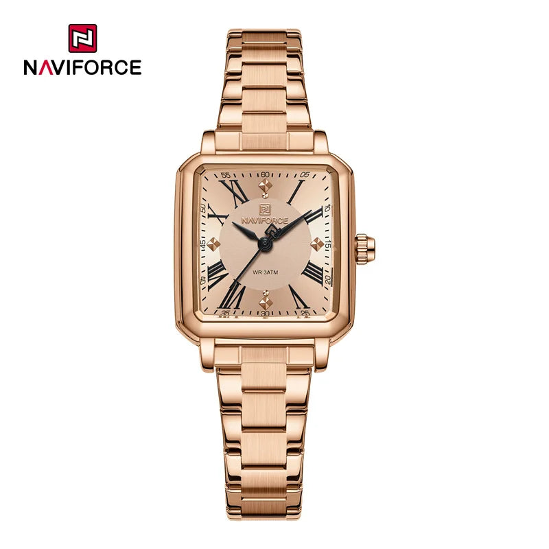 NAVIFORCE Orologio da donna alla moda per donna Orologio da polso da donna casual impermeabile al quarzo in acciaio inossidabile da regalare alla fidanzata 2025