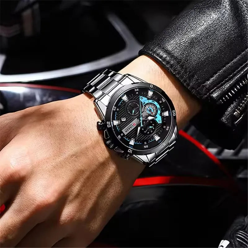 CURREN 8402 Orologio da uomo in acciaio inossidabile Moda creativa Quadrante luminoso con cronografo Orologio da uomo di lusso per il tempo libero reloj hombre