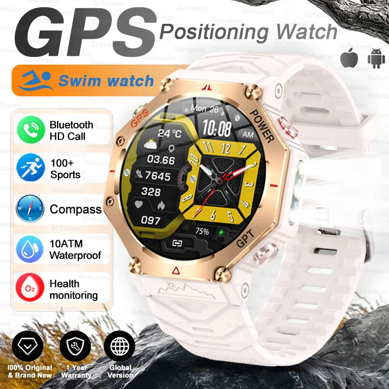 T-Rex 3 Grado Ultra Militare GPS Astuto Della Vigilanza 10ATM Bussola Impermeabile Altimetro Barometrico AMOLED Uomini HD Chiamata Sport Smartwatch
