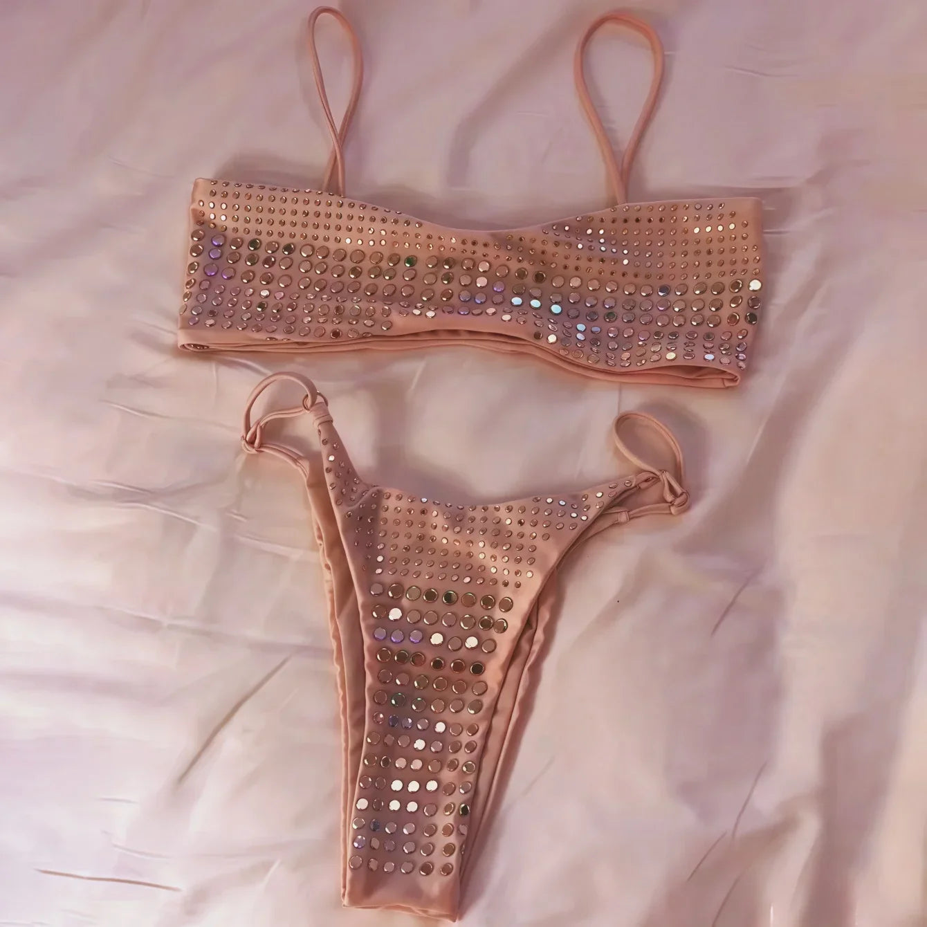 2025 Diamante Bikini Donne Sexy Costume Da Bagno A Fascia Biquini Push Up Costumi Da Bagno Femminile Lucido Costumi da Bagno Floreale Tuta Beachwear