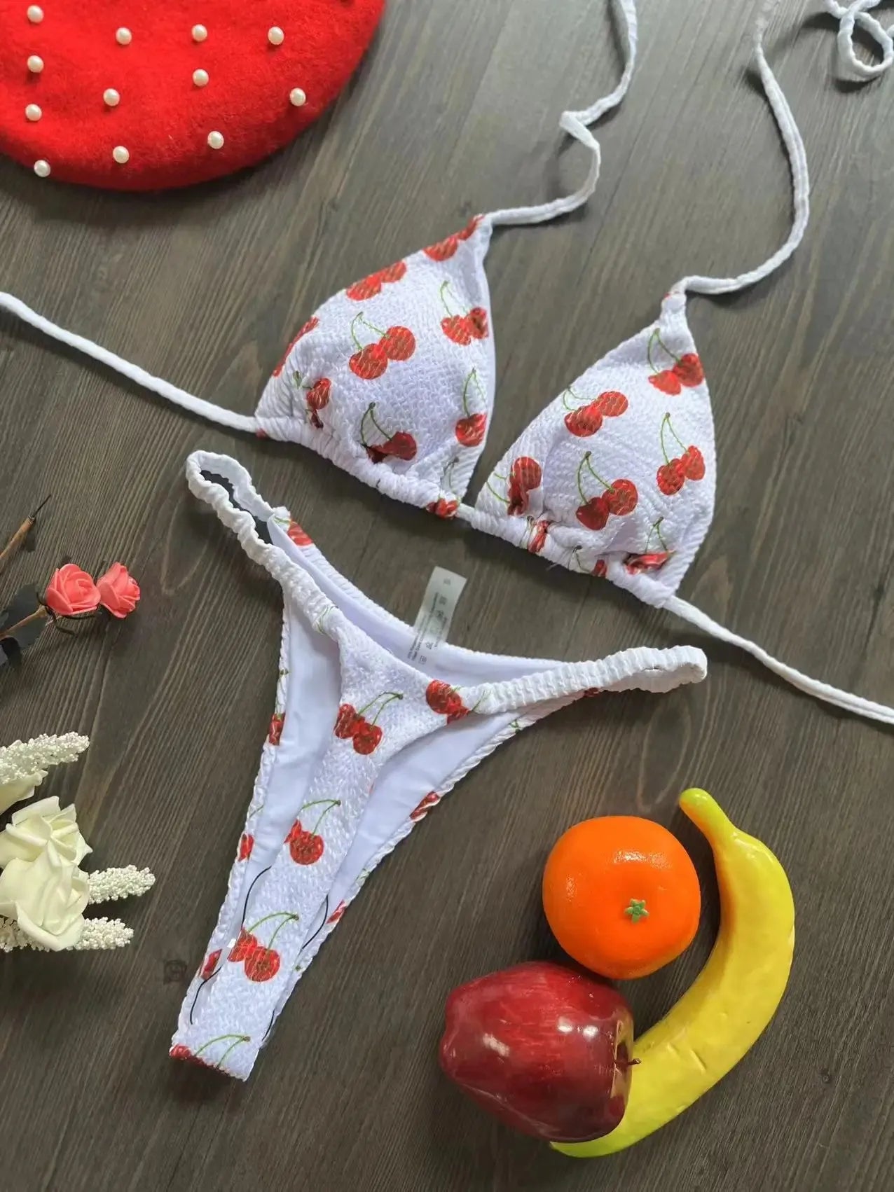 Bikini rugosi con scollo all'americana stampato Mini micro perizoma bikini costume da bagno femminile costumi da bagno donna bikini a due pezzi costume da bagno da bagno