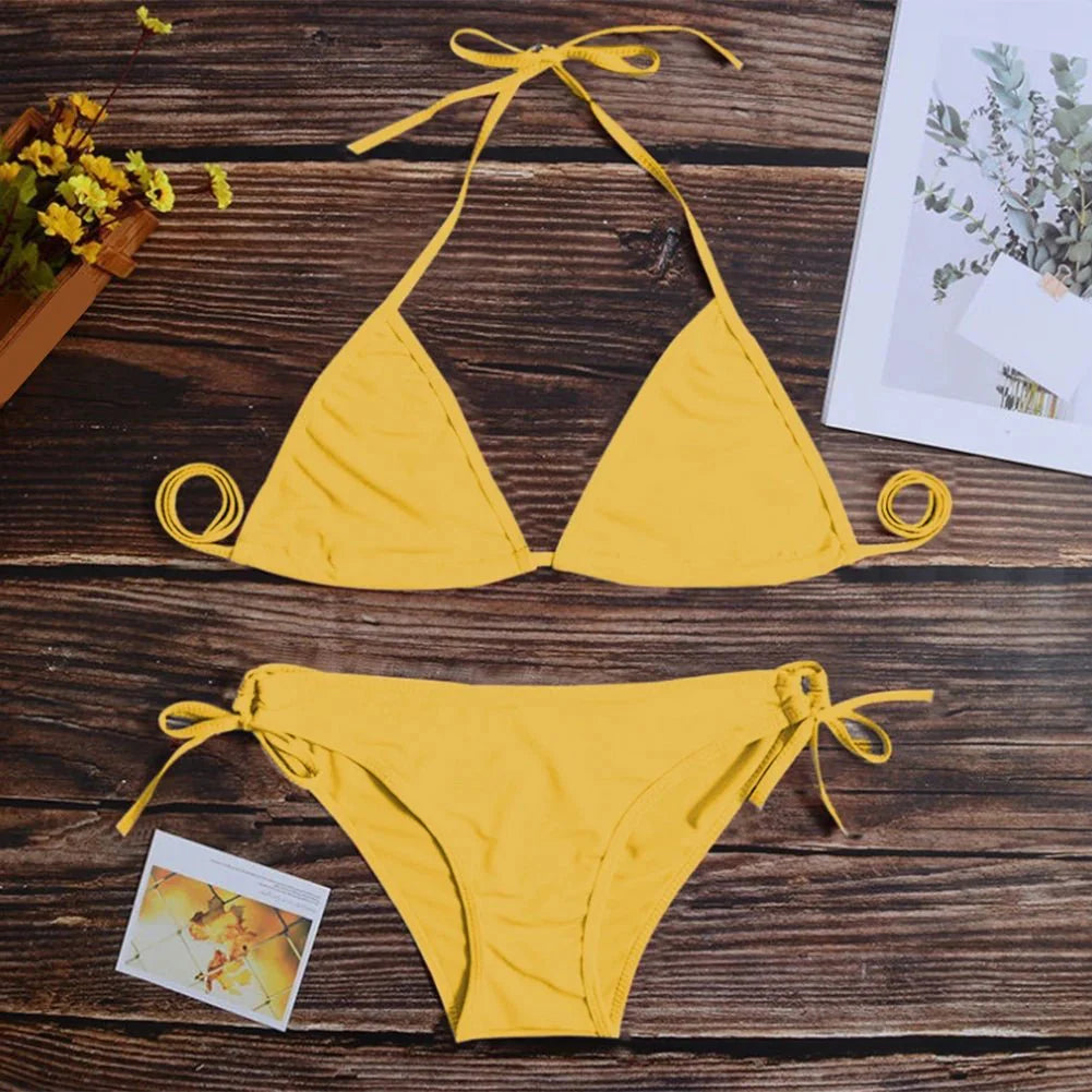 Set bikini perizoma da donna, costume da bagno sexy in stile bandage, costume da bagno brasiliano, accessori estivi per vacanze, spiaggia, piscina