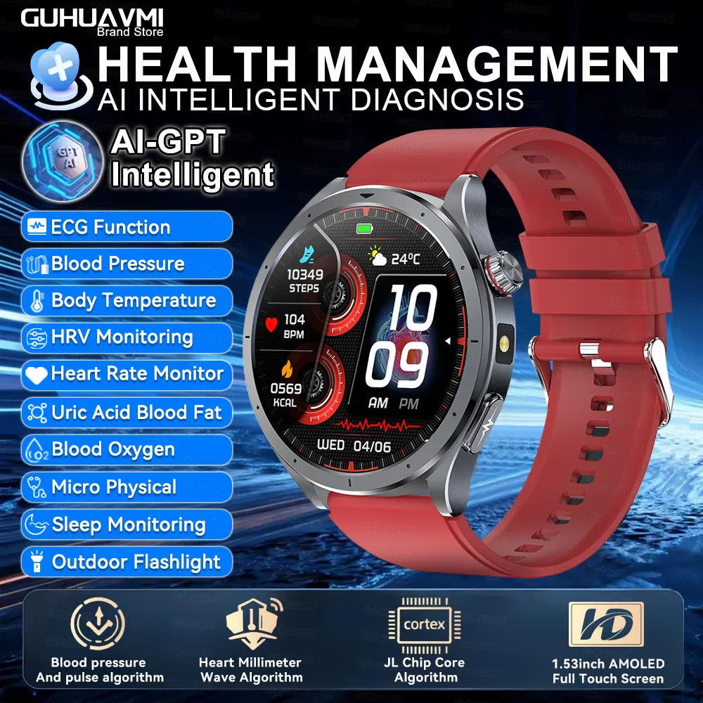 Nuovo Smartwatch 2026 per Analisi del Grasso Corporeo, ECG+PPG, Acido Urico, Pressione Sanguigna, Ossigeno nel Sangue, Orologio con Chiamate per Uomini e Donne