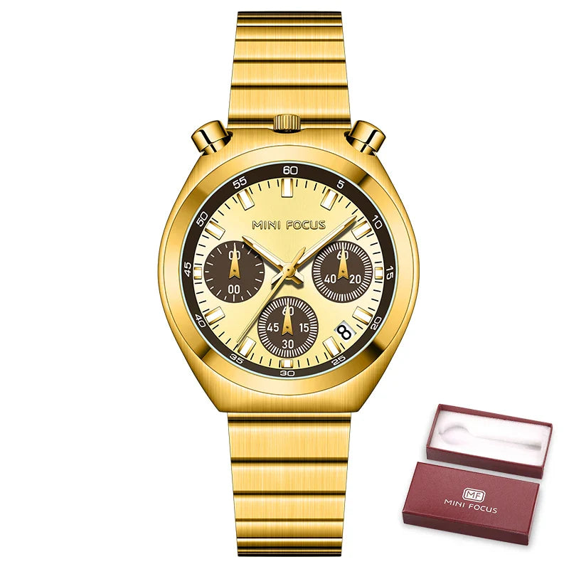 MINI FOCUS Orologio al quarzo verde argento per donna Orologio da polso cronografo con cinturino in acciaio inossidabile moda con lancette luminose Data 0491