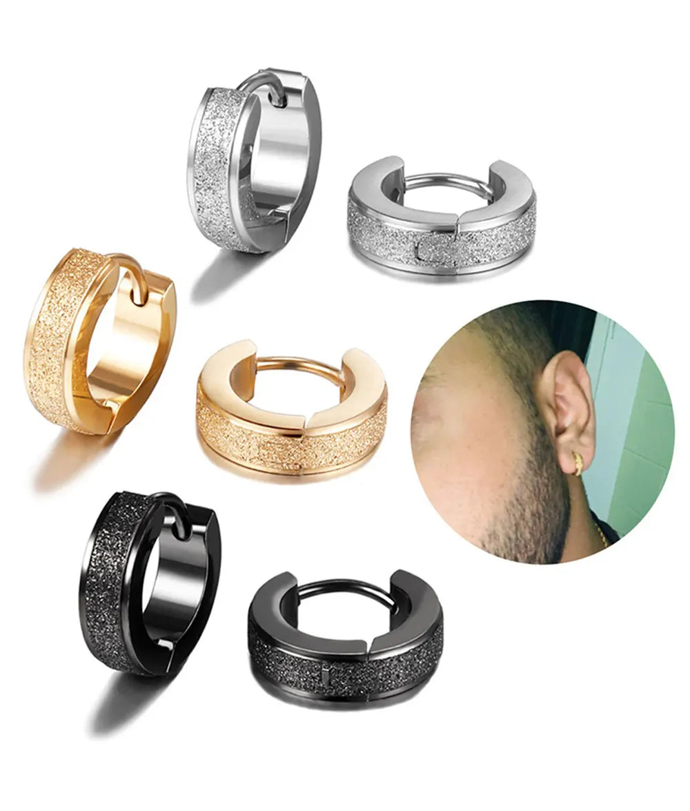 Orecchini a cerchio in acciaio inossidabile con glassa larga 2 pezzi orecchini rotondi neri per donna uomo Punk Vintage Circle Earring Jewelry Statement