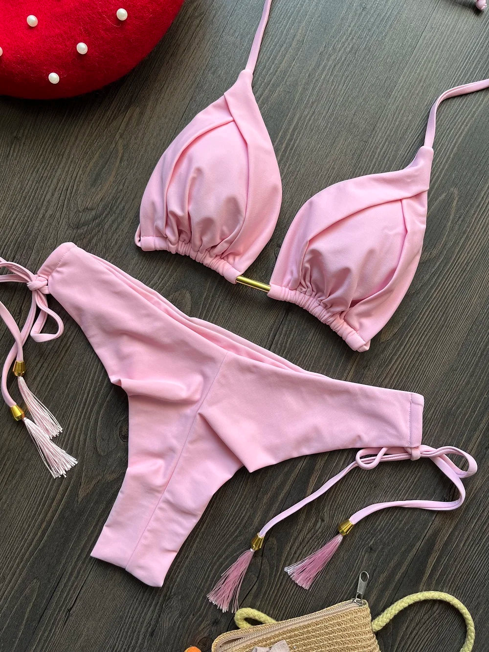 RUOTONGSEPT 2025 Nuovo Sexy Costume da Bagno Triangolare in 13 Colori per Donne, Bikini Brasiliano, Costume Push-Up, Set Bikini da Spiaggia
